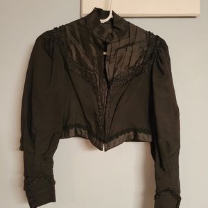 1800's black crepe and taffeta top siz 2